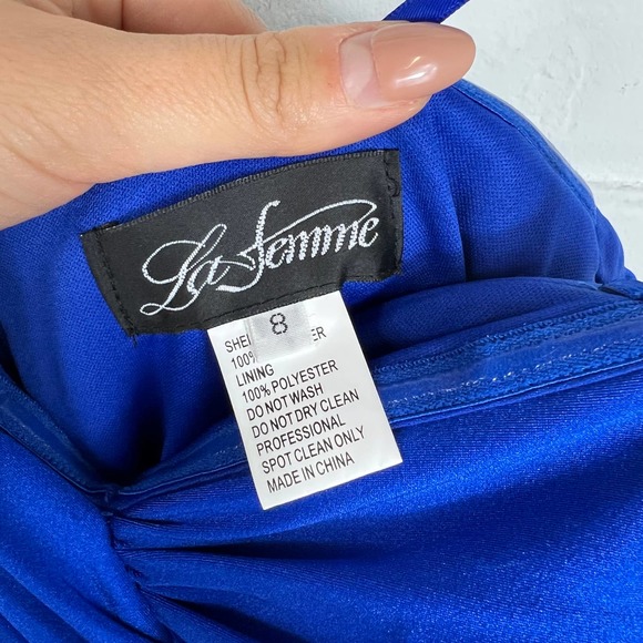La Femme Women's Party Cocktail Side Slit Maxi Prom Dress Royal Blue Size 8 - Picture 4 of 4